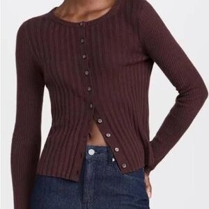 Alex Mill Ribbed Cardigan Burgundy Size M